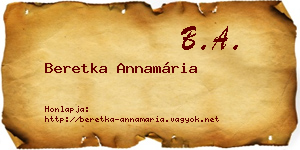 Beretka Annamária névjegykártya